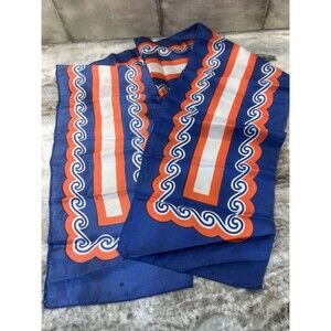 Rudi Gernreich Women Acetate Scarf Blue Red White 51" Vintage Made In Italy READ